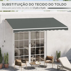 Teto de Substituição para Toldo 382x240 cm Lona para Toldo com Dobras Proteção UV Impermeável para Pátio Cinzento