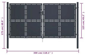 Portão de jardim 300x125 cm aço antracite