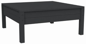3 pcs conjunto lounge jardim c/ almofadões pinho maciço preto
