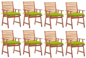Cadeiras de jantar p/ jardim 8 pcs c/ almofadões acácia maciça