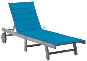vidaXL Espreguiçadeira de jardim c/ almofadão acácia maciça cinzento