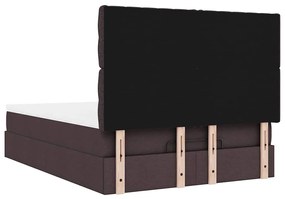 Estrutura cama otomana colchão 140x200cm tecido castanho escuro