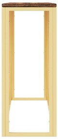 Mesa consola aço inoxidável/madeira recuperada maciça dourado