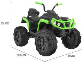 Moto 4 elétrica para crianças 12V 2x45W ATV com Rodas Espuma EVA, Assento couro ecológico, som Crianças Até 30Kg Preta e Verde Preta