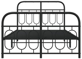 Estrutura de cama com cabeceira e pés 120x190 cm metal preto