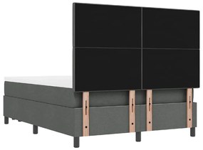 Cama Box com Colchão e Banco Cinza Escuro 140x200 cm Tecido