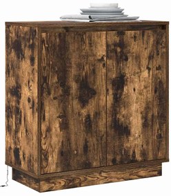 Aparador vidaXL com LED Carvalho Fumado 71x34,5x75 cm Madeira de Engen