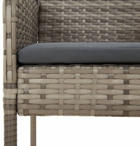11 pcs conjunto jantar jardim c/ almofadões vime PE preto/cinza