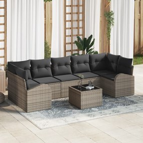 Conjunto de Sofá de Jardim vidaXL de 8 Peças com Almofadas Vime Poliés