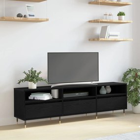 Armário de TV Carvalho Preto 150x30x44,5 cm Madeira Engenheirada