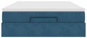 Estrutura de cama otomana com colchão 140x200 cm azul escuro