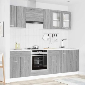 vidaXL Conjunto de armários de cozinha com gaveta 8 pcs Cinza Sonoma