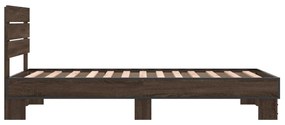 Estrutura de cama derivados de madeira/metal carvalho castanho