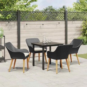 Conjunto de Jantar de Jardim com 5 Peças Preto em Rattan Sintético