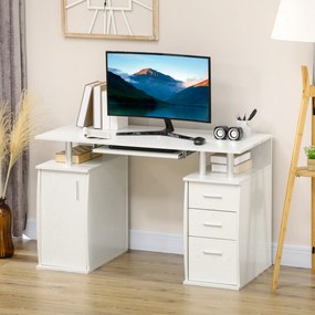 Secretária de Computador, 120 x 55 x 75 cm, 3 Gavetas, Branca