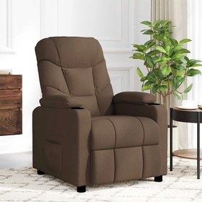 vidaXL Poltrona de massagens reclinável tecido castanho