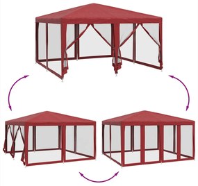 Tenda p/ festas c/ 8 paredes laterais malha 4x4 m PEAD vermelho