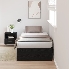 Cama de Armazenamento Preto Carvalho 80x200 cm