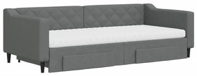 Sofá-cama c/ gavetão e gavetas 90x200 cm tecido cinzento-escuro