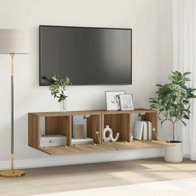 Conjunto de Criado-mudo para TV Carvalho Artesanal MDF Médio