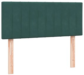 Cama boxspring com colchão 120x210 cm veludo verde-escuro