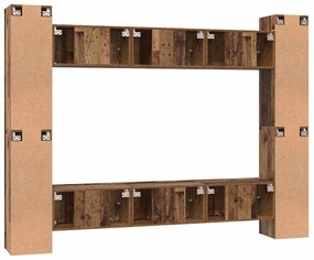 Conjunto de móvel de TV 10 pcs Madeira antiga 30.5 x 30 x 90 cm