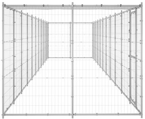 Canil de exterior com telhado 26,62 m² aço galvanizado