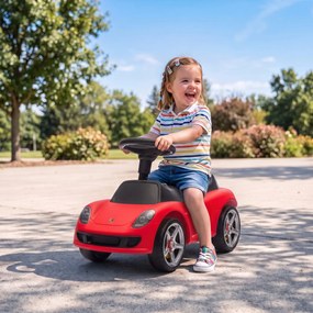 Carro sem Pedais para Crianças 18-36 Meses com Licença Porsche, 2 Faróis, Buzina e Som de Arranque, 63x28,5x38 cm, Vermelho