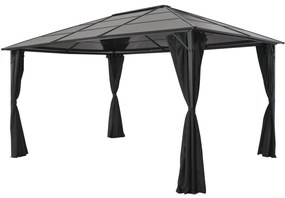 Gazebo com cortinas alumínio 4x3x2,6 m preto