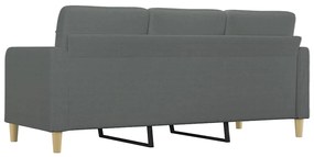 Sofá de 3 lugares 180 cm tecido cinza-escuro