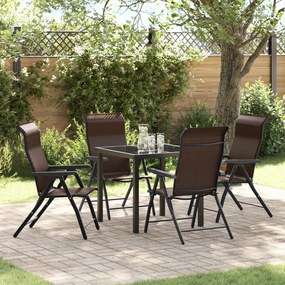 vidaXL Conjunto de Jantar Jardim 5 Peças Castanho Vime PE
