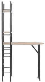 3 pcs conjunto jantar dobrável c/ prateleira MDF e aço