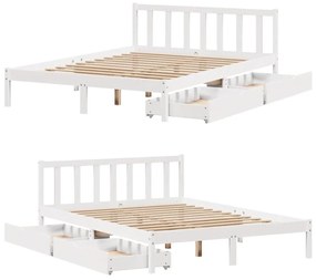 Cama sem colchão 160x200 cm madeira de pinho maciça branco