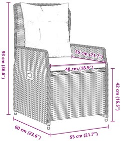 Conjunto de Jantar de Jardim de 5 Peças Preto Polímero Rattan