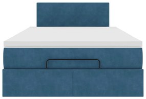 Estrutura de cama otomana colchão 120x200 cm veludo azul escuro