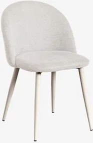 Pack De 4 Cadeiras De Jantar Estofadas E Em Aço Kana Beige Creme & Tecido Branco Quebrado & Tecido - Sklum
