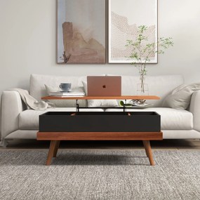 Mesa de Centro Elevatória – Table Basse Noire – 100x79x54 cm – Castanh