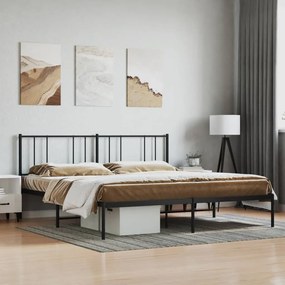 Estrutura de cama com cabeceira 200x200 cm metal preto