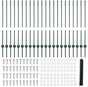 Postes de Cerca vidaXL 11 pcs U-Channel Verde 100 cm Aço