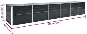 Canteiro jardim elevado 480x80x77cm aço galvanizado antracite