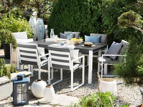 Conjunto de jardim em alumínio mesa e 6 cadeiras cinzentas e brancas PANCOLE Beliani