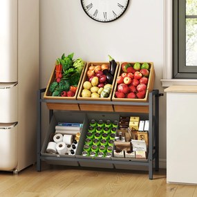 Estante para caixas de bebidas, frutas 2 níveis, para 6 caixas 36 x 105 x 81,1 cm preta