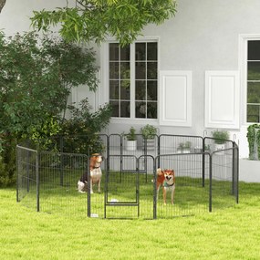 Recinto modular em aço com revestimento epóxi e porta com fechadura para cães e pequenos animais, para uso interior e exterior, 80 x 80 cm, cinzento