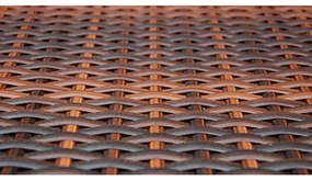 5pcs conjunto de jantar exterior c/ almofadões vime PE castanho