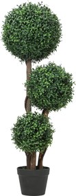 HOMCOM Bola de buxo artificial três bolas planta artificial, planta artificial com tronco de madeira em vaso, 30 x 30 x 100 cm, Verde | Aosom Portugal