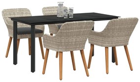 Conjunto de sala de jantar 5 pcs Cinza claro e preto