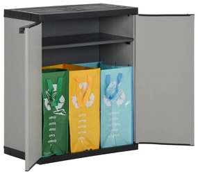 Armário de resíduos para jardim 68x40x85 cm PP cinzento e preto