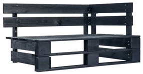 4 pcs conj. lounge paletes c/ almofadões pinho impregnado preto