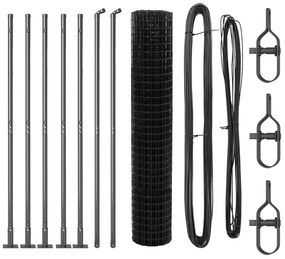 Cerca Euro com 7 Postes Flangados 1.4x10 m Aço Galvanizado