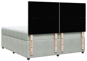 Cama com molas/colchão 200x200 cm veludo cinzento-claro